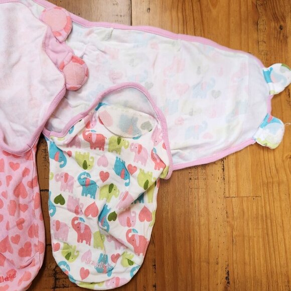 BUNDLE (2) Summer Swaddles Baby Girl Pink Hearts Elephants S/M 7-14 lbs - Picture 6 of 10